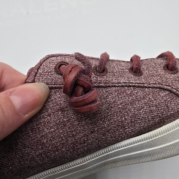 Sperry Crest Vibe maroon sparkle slip on shoes women's 9 red canvas leather - Picture 11 of 12